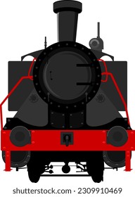 Front view vintage steam train vector icon in flat style illustration