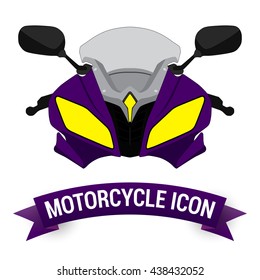 Front View Violet Motor Bike Icon / Motorcycle Badges / Motorcycle Design