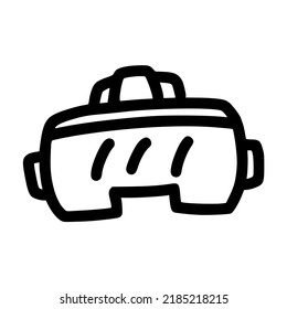 front view of virtual reality glasses hand drawn doodle outline vector template illustration