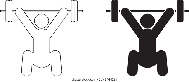 front view Weightlifting snatch icon set