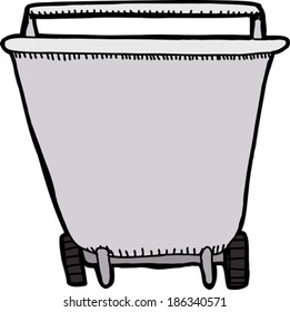 Front view of wheel barrel on isolated background