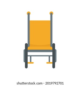 Front view wheelchair icon. Flat illustration of front view wheelchair vector icon isolated on white background