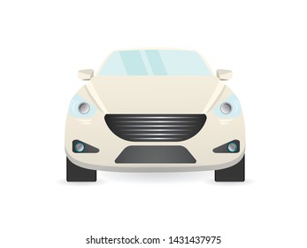 Front view white car vector illustration ,Automobile in white background