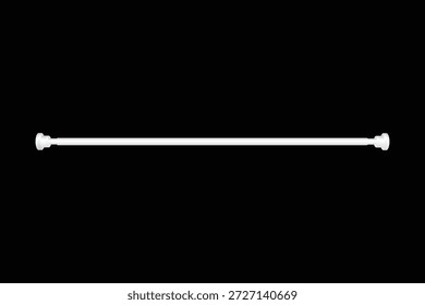 Front view white curtain rod isolated on transparent background. Vector illustration. Curtain hanging accessory. Cornice for curtains, interior design, bathroom shower curtain rod.