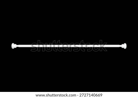 Front view white curtain rod isolated on transparent background. Vector illustration. Curtain hanging accessory. Cornice for curtains, interior design, bathroom shower curtain rod.
