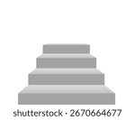 Front view of white stairs in minimal style. Blank mockup platform or podium template for product display, presentation, or architectural background