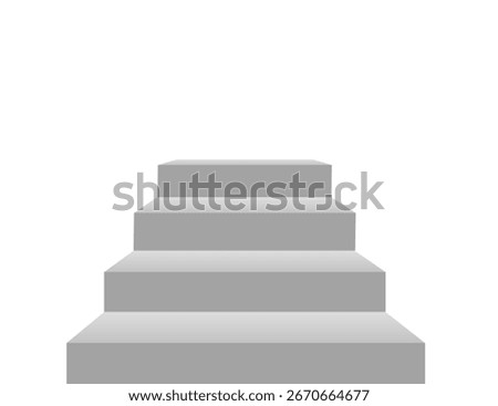 Front view of white stairs in minimal style. Blank mockup platform or podium template for product display, presentation, or architectural background