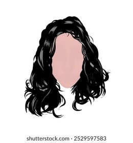 Front view of a woman's face with her hairstyle without background