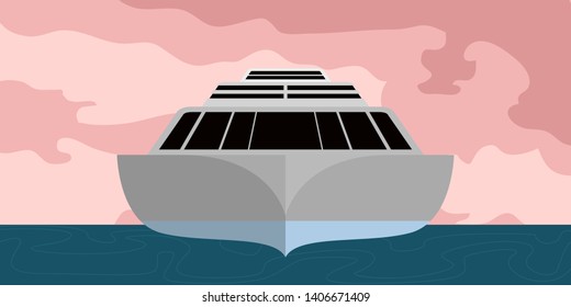 Front view of a yacht in a landscape - Vector