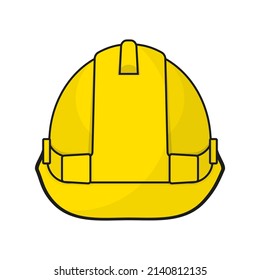 Front view yellow helmet hat or worker helmet hat or construction helmet hat isolated graphic cartoon design vector illustration  