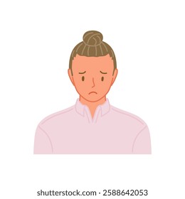 Front view of a young woman with thinning hair (tight hair)