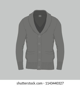 Front views of Men's black cardigan on white background