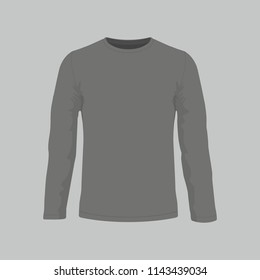 Front views of Men's black long sleeve t-shirt on white background