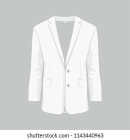 Front views of Men's white business suit on white background