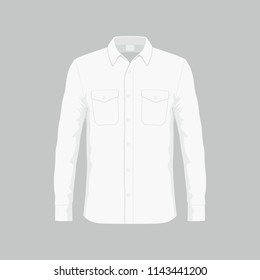 Front views of Men's white dress shirt on white background