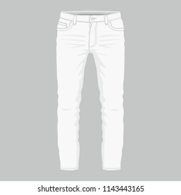 Front views of Men's white jeans on white background