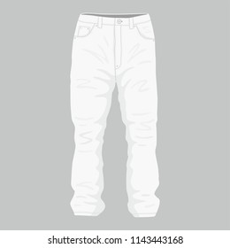 Front views of Men's white jeans on white background