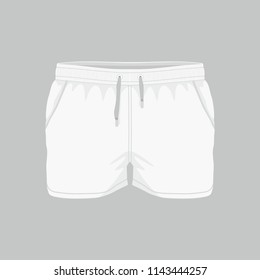 Front views of Men's white sport shorts on white background