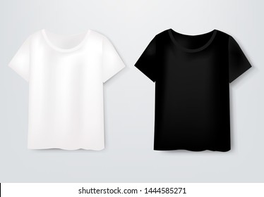 Front Views Of T-shirt Set On Grey Background With Gradient Mesh, Vector Illustration