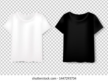 Front Views Of T-shirt Set On Transparent Background With Gradient Mesh, Vector Illustration