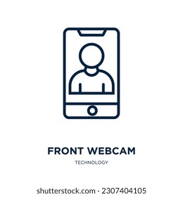 front webcam icon from technology collection. Thin linear front webcam, digital, webcam outline icon isolated on white background. Line vector front webcam sign, symbol for web and mobile