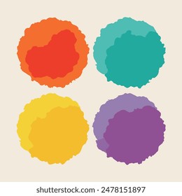 In front of a white backdrop, four vivid circles are arranged in a set