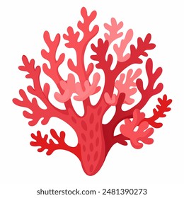 Delante de un fondo blanco, un coral rojo vibrante está destacando