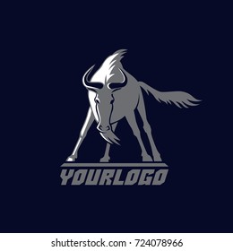 front wildebeest logo sign vector illustration on dark blue background