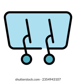 Front windshield wiper icon outline vector. Window rain. Blade repair color flat