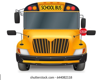 front yellow school bus graphic vector