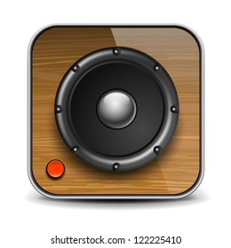 Frontal Audio speaker with undulating membrane, isolated on white, vector icon