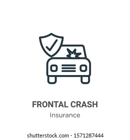 Frontal crash outline vector icon. Thin line black frontal crash icon, flat vector simple element illustration from editable insurance concept isolated on white background