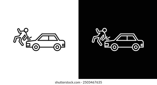 Frontal crash thin line vector icon set.