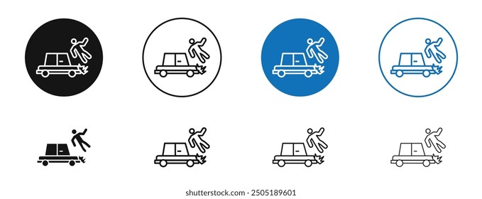 Frontal crash vector icon in black and blue colors