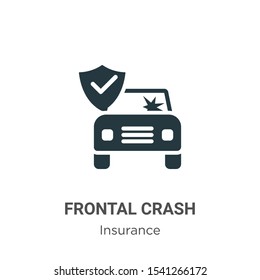 Frontal crash vector icon on white background. Flat vector frontal crash icon symbol sign from modern insurance collection for mobile concept and web apps design.