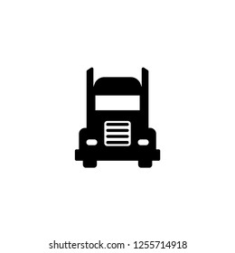 frontal truck icon, black vector