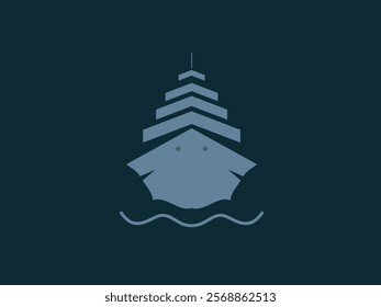 A frontal view graphic of a ship