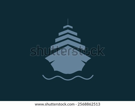 A frontal view graphic of a ship