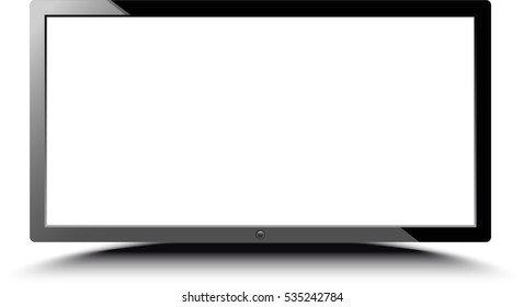 Frontal view of led or lcd internet tv monitor isolated on white background