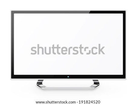 Frontal view of  led or lcd internet tv monitor isolated on white background