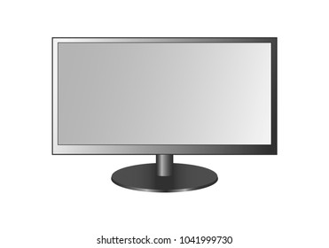 Frontal view of widescreen led or lcd, tv, monitor isolated on white background. Vector illustration, EPS10.