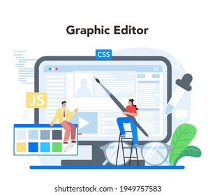 Frontend development online service or platform. Website interface