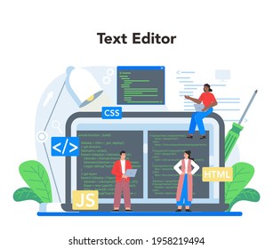 Frontend development online service or platform. Website interface