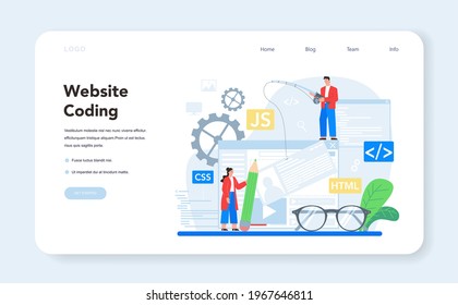 Frontend Entwicklung Web-Banner oder Landing-Seite. Website-Schnittstelle