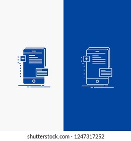 frontend, interface, mobile, phone, developer Line and Glyph web Button in Blue color Vertical Banner for UI and UX, website or mobile application