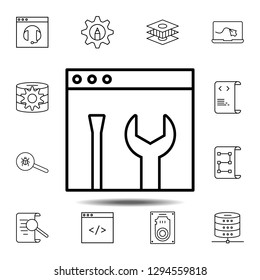 frontend, seo, backend icon. Simple thin line, outline vector element of Web Design Development icons set for UI and UX, website or mobile application