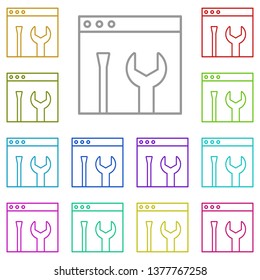 frontend, seo, backend multi color icon. Simple thin line, outline vector of Web Design Development icons for UI and UX, website or mobile application