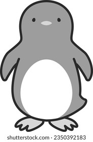 Vordere Abbildung eines einfachen Pinguins (schwarz-weiß)