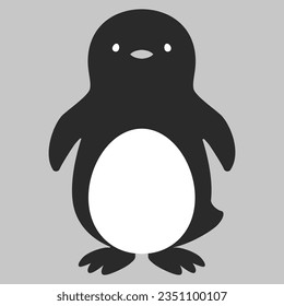 Front-facing illustration of a simple penguin(black and white)