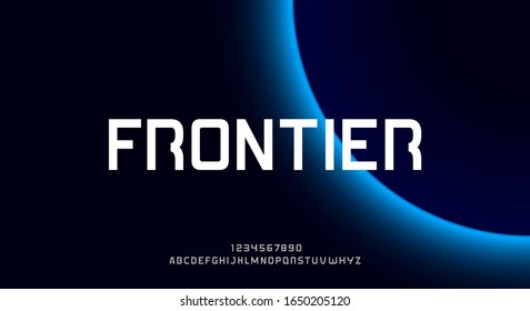 Frontier, an abstract sporty technology alphabet font. digital space typography vector illustration design